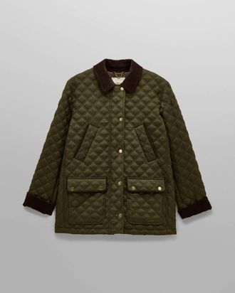 Joules Womens Beatrix Jacket in Dark Green Nylon - Size 12 UK