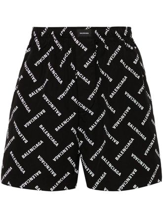 Balenciaga Shorts met logoprint - Zwart