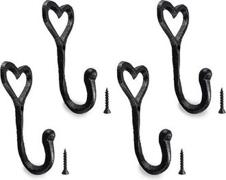No Brand Allecto - Percheros Met&aacute;licos - Ganchos De Pared Vintage - Organiza Tu Espacio - Negro - Ideal Para Ba&ntilde;o Y Oficina - 4 Piezas Para Ropa Y Toallas