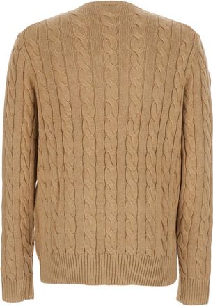 Polo Ralph Lauren Mens Crewneck Sweater Beige Cotton Tops Top