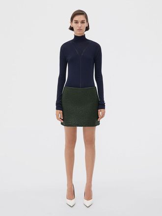 Bottega Veneta Intrecciato Leather Mini Skirt