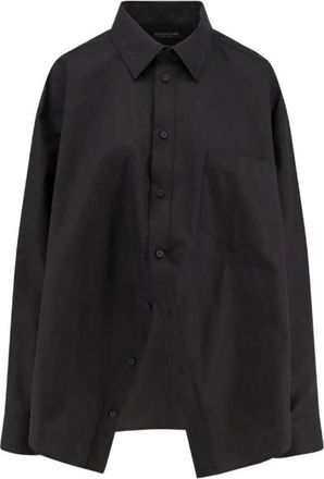 Balenciaga Overhemden, Dames, Zwart, S, Katoen, Cotton Poplin Shirt