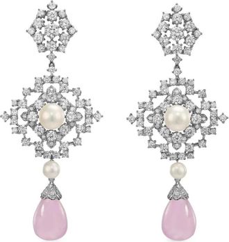 Anabela Chan 14K white gold and rhodium vermeil Pixelise multi-stone earrings - Pink
