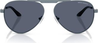 A|X Armani Exchange 58mm Aviator Sunglasses in Metalized Matte Blue /Grey at Nordstrom