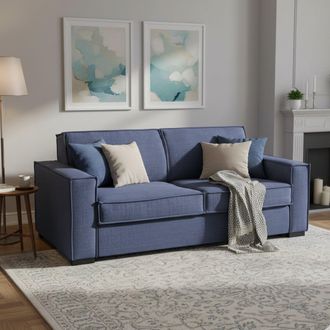 Dmora Sofa Cama Dmarull, Sof&aacute; De 2 Plazas, 100% Made In Italy, Sof&aacute; De Sal&oacute;n Con Apertura Giratoria, En Tela Acolchada, Con Reposabrazos Delgados, Cm 160x95