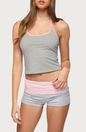 Edikted Yurie Contrast Halter Top in Gray-Melange at Nordstrom, Size X-Small