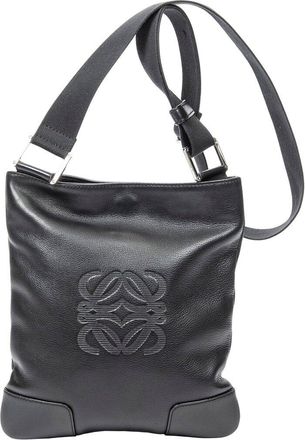 Loewe Black Calfskin Leather Anagram Flat Crossbody (Authentic Pre-Loved)