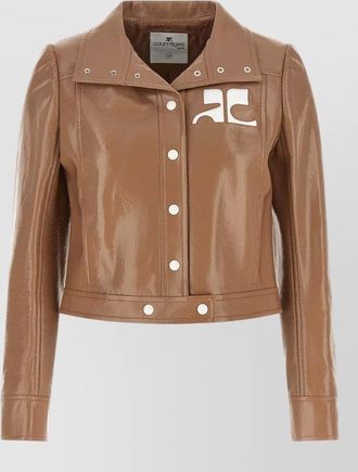 Courr&egrave;ges vinyl cropped single-breasted coat