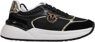 Pinko Zwarte Leren Veterschoenen - Dames - Sneakers - Zwart - 41 EU - Leer - Schoenen