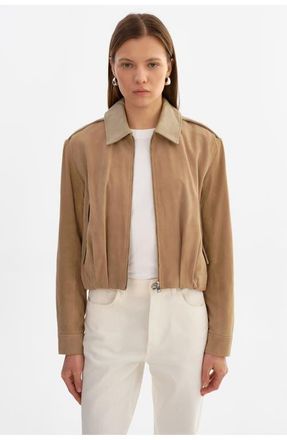 LaMarque Robbie | Suede Bomber Jacket in Beige at Nordstrom, Size Xx-Small