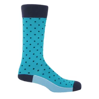 Peper Harow Pin Polka Mens Socks - Azure