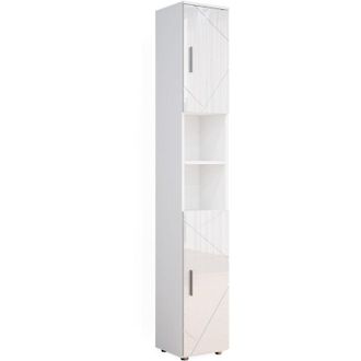 Vicco Armario de baño Irma, Blanco alto brillo, 30 x 192 cm