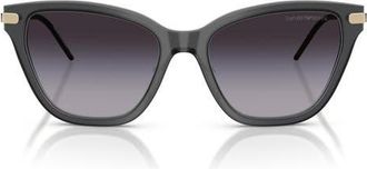 Emporio Armani 56mm Gradient Cat Eye Sunglasses in Opal Grey /Grey Gradient at Nordstrom