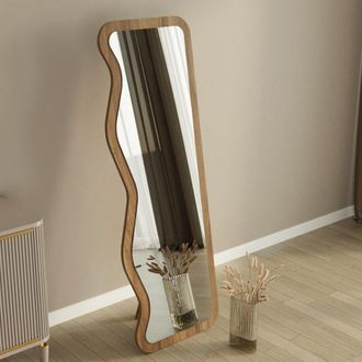 Dmora Espejo Bissonen, Forma Rectangular, Tipo De Suelo, Estructura Transparente, 50x160h Cm, Color Nogal Marr&oacute;n