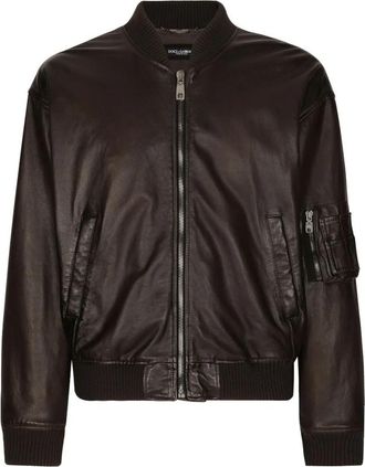 Dolce & Gabbana Gevoerde Jas - Heren - Bomber jackets - Bruin - L - Leer - Jassen