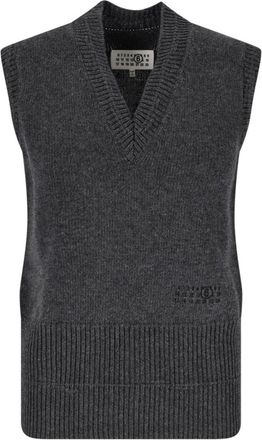 Maison Margiela Sleeveless Knit Vest With V-Neckline And Ribbed Detailing