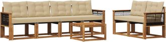 vidaXL Conjunto De Sof&aacute;s De Exterior 7 Uds. Natural Y Beige Vidaxl