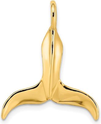 Diamond2Deal 14k Gold 3-D Polished Whale Tail Charm Pendant