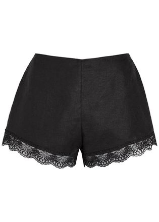 Staud Lace-trim Linen Shorts - Black - S (UK8-10 / S)