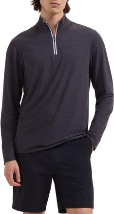 Bugatchi M&eacute;lange Quarter Zip Pullover in Black at Nordstrom, Size Xx-Large