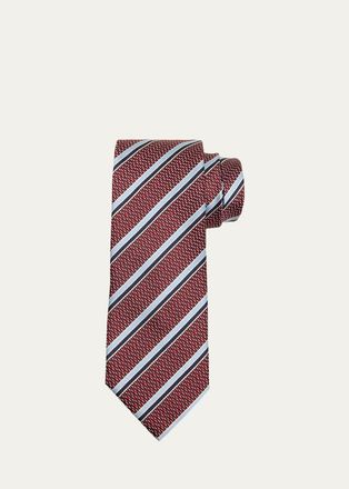 Ermenegildo Zegna Mens Jacquard Stripe Silk Tie