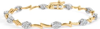 House of Brilliance 10K White and Yellow Gold 1.00 Cttw Diamond Oval Shaped Cluster Link Bracelet at Nordstrom