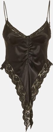 Alexander Wang Black Lace Trim Silk Lingerie Camisole