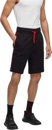 HUGO BOSS Heren Sweat Shorts met Zijdelings Logo van Katoenmix (Zwart)