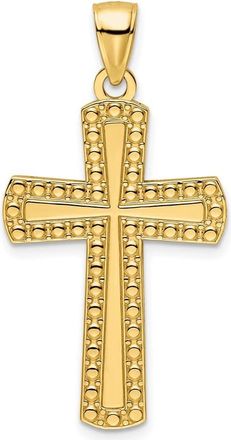 Diamond2Deal 14k Yellow Gold Polished Beaded Cross Pendant