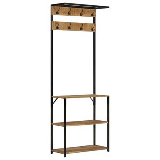 vidaXL Perchero Con Zapatero Madera Maciza Mango Rugosa 68x30x182 Cm Vidaxl