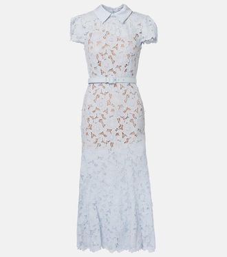 Self Portrait Floral guipure lace midi dress