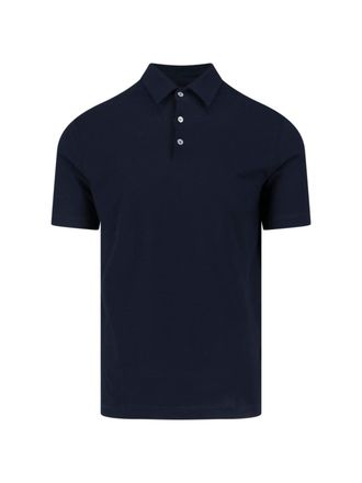 Zanone Short-Sleeve Navy Polo With Classic Collar