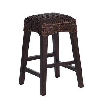 Jonathan Y Designs Maui Hyacinth/Wood Backless Stool, Woven Seat with Natural Wood Frame in Dark Brown 25.5 Counter Stool at Nordstrom, Size Small
