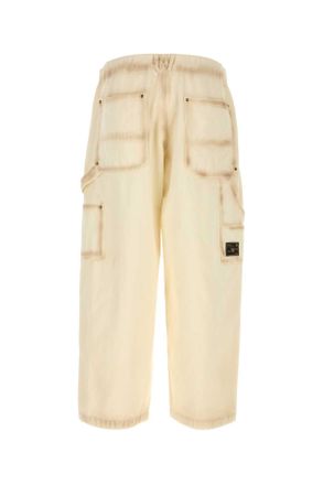 Willy Chavarria Mens Ivory Cotton Wide-Leg Workwear Toluca Pant White Exterior:l Pantaloni Trousers