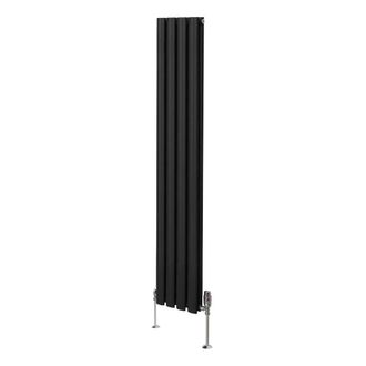 MonsterShop Oval Column Radiator & Valves - 1600mm x 240mm - Black