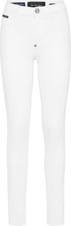 Philipp Plein Denim High Waist Jegging Logo - Dames - Skinny Jeans - Wit - W31 - Denim - Jeans