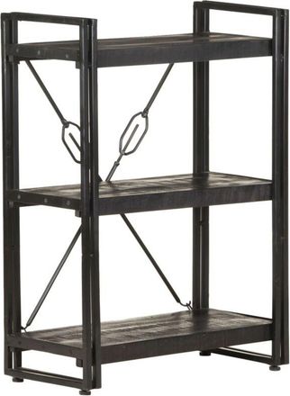vidaXL 3-Tier Bookcase Black 60x30x80 cm Solid Mango Wood vidaXL