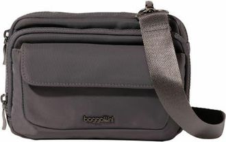 Baggallini Modern Double Zip Crossbody Bag in Smoke Twill at Nordstrom