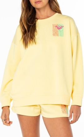 Roxy Morning Strole Graphic Crewneck Sweatshirt in Popcorn at Nordstrom, Size Xx-Large