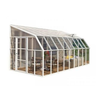 Palram Lean To Greenhouse Sun Room Clear 8X18 - L570 x W257 x H266 cm in White