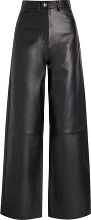 Skiim Marcella Wide-leg Leather Trousers - Black - 38 (UK10 / S)