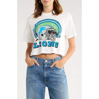 Junk Food Game Time NFL Detroit Lions Crop Distressed Graphic T-Shirt in Vintage White at Nordstrom Rack, Size X-Small