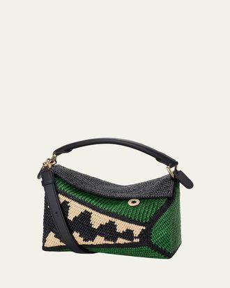 Loewe x Paulas Ibiza Puzzle Croc Raffia Top-Handle Bag