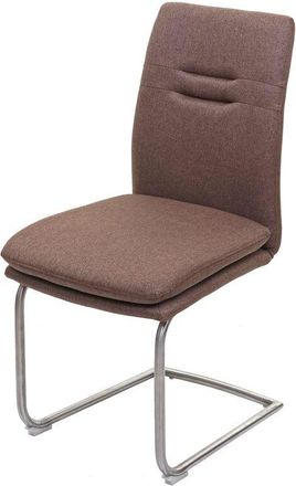 Hhg Nunca Usado] Silla De Comedor Hhg 927, Silla De Cocina Sill&oacute;n Cantilever, Tela/textil Acero Inoxidable Cepillado, Marr&oacute;n