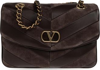 Valentino Garavani Leren Schoudertas - Dames - Schoudertassen - Bruin - ONE Size - Leer - Tassen