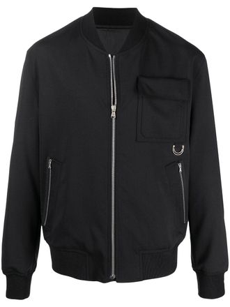 Wooyoungmi cargo bomber jacket - men - Wool/Elastane/Polyester/Rayon - 50 - Black