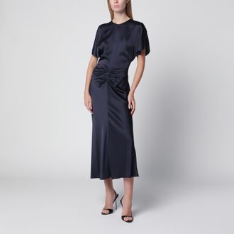 Victoria Beckham Abito midi Bela in cr&ecirc;pe di raso Midnight