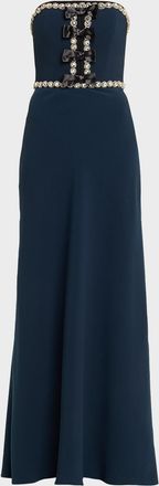 Jenny Packham Tandy Bow Embellished Strapless Gown
