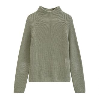 Marc O'Polo Pullovers LSL Opstaande Kraag - Dames - Coltruien - Groen - L - Katoen - Truien & Vesten