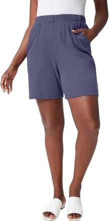 Jessica London Soft Ease Knit Shorts in Deep Dusk at Nordstrom, Size Small